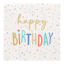 PAPSTAR Serviette à motif "Happy Birthday", 330 x 330 mm