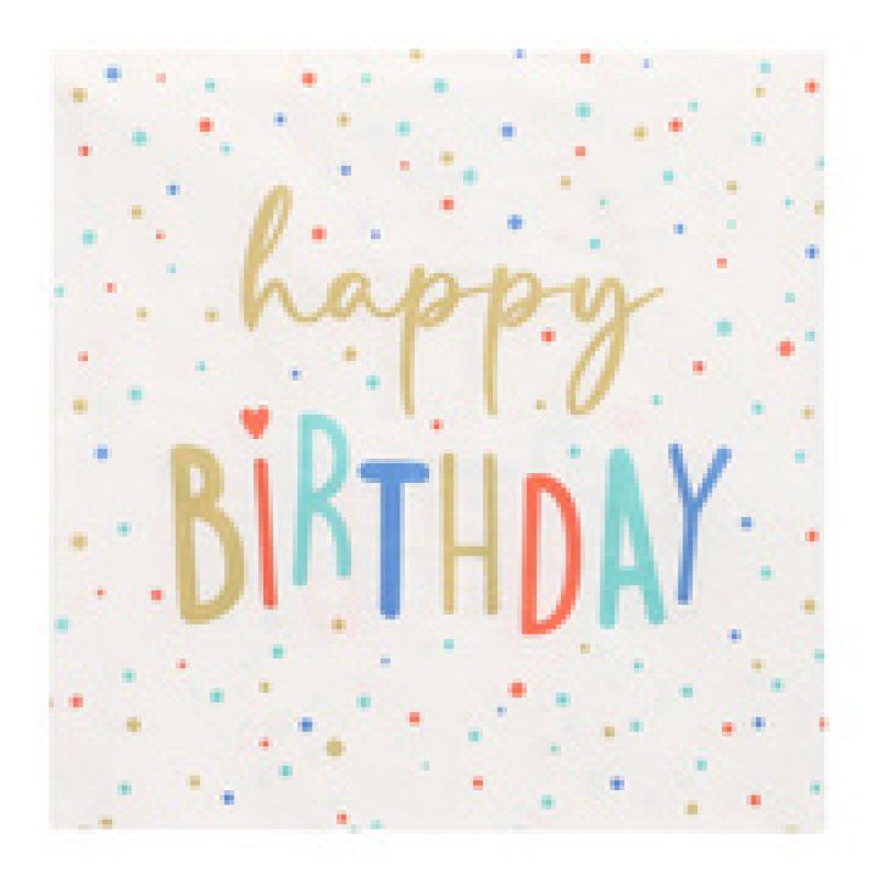 PAPSTAR Serviette à motif "Happy Birthday", 330 x 330 mm