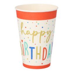 PAPSTAR Gobelet en carton "Happy Birthday", 0,2 l