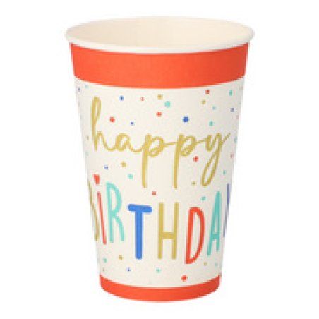 PAPSTAR Gobelet en carton "Happy Birthday", 0,2 l