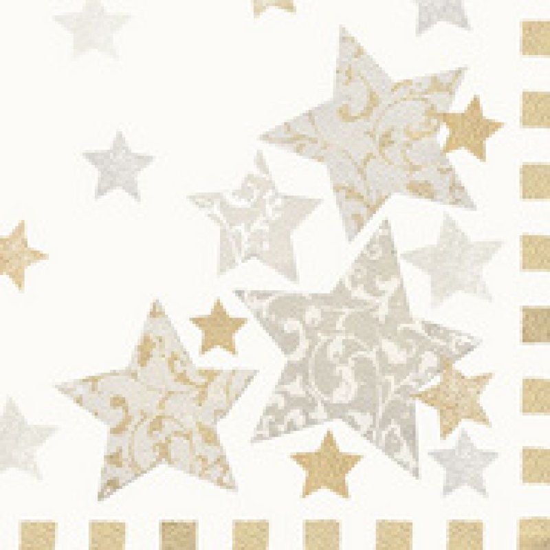 PAPSTAR Serviette à motif de Noël "Stardust", crème