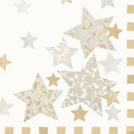 PAPSTAR Serviette à motif de Noël "Stardust", crème