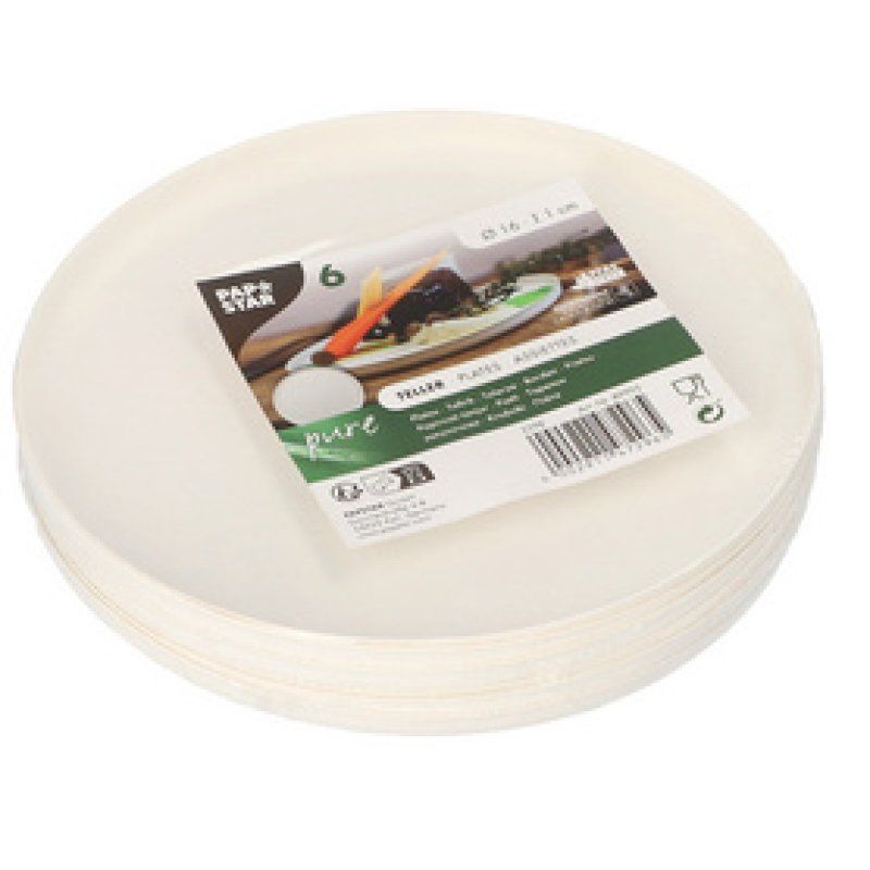 PAPSTAR Assiette en canne à sucre "pure", rond, set de 6