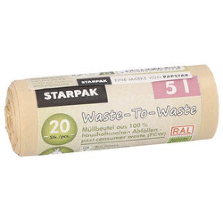 STARPAK Sac poubelle "Waste-to-Waste", 5 litres, marron