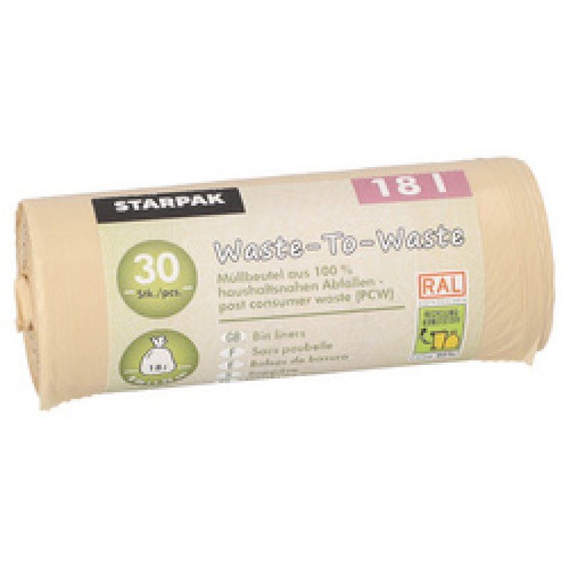 STARPAK Sac poubelle "Waste-to-Waste", 5 litres, marron