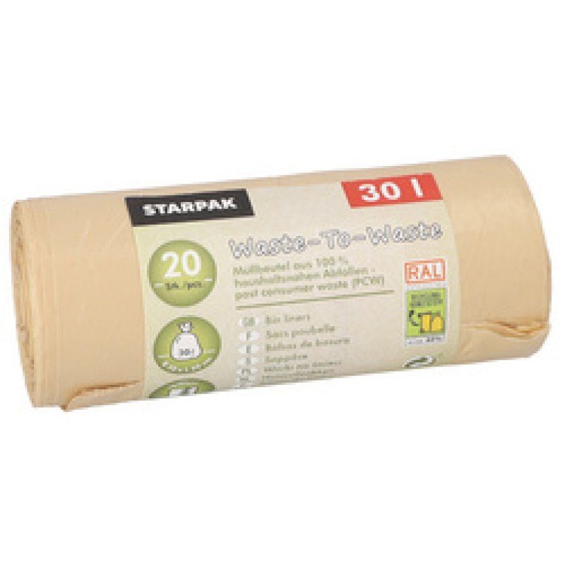 STARPAK Sac poubelle "Waste-to-Waste", 18 litres, marron