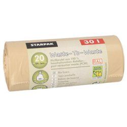 STARPAK Sac poubelle "Waste-to-Waste", 30 litres, marron