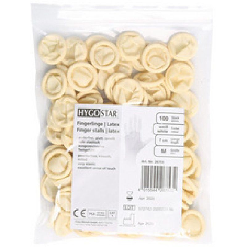 HYGOSTAR Doigtier en latex, sans poudre, L, blanc