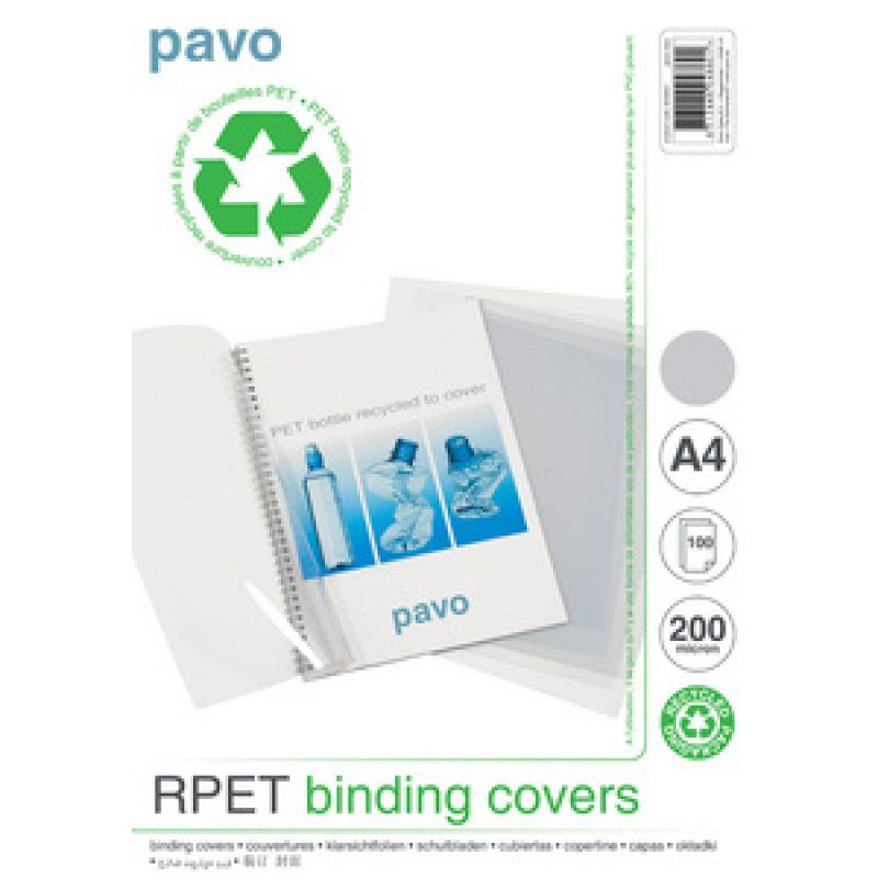 pavo Plats de couverture, A4, rPET, transparent, 0,20 mm