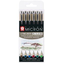 SAKURA Feutre fin PIGMA MICRON 05, couleur terre, étui de 6