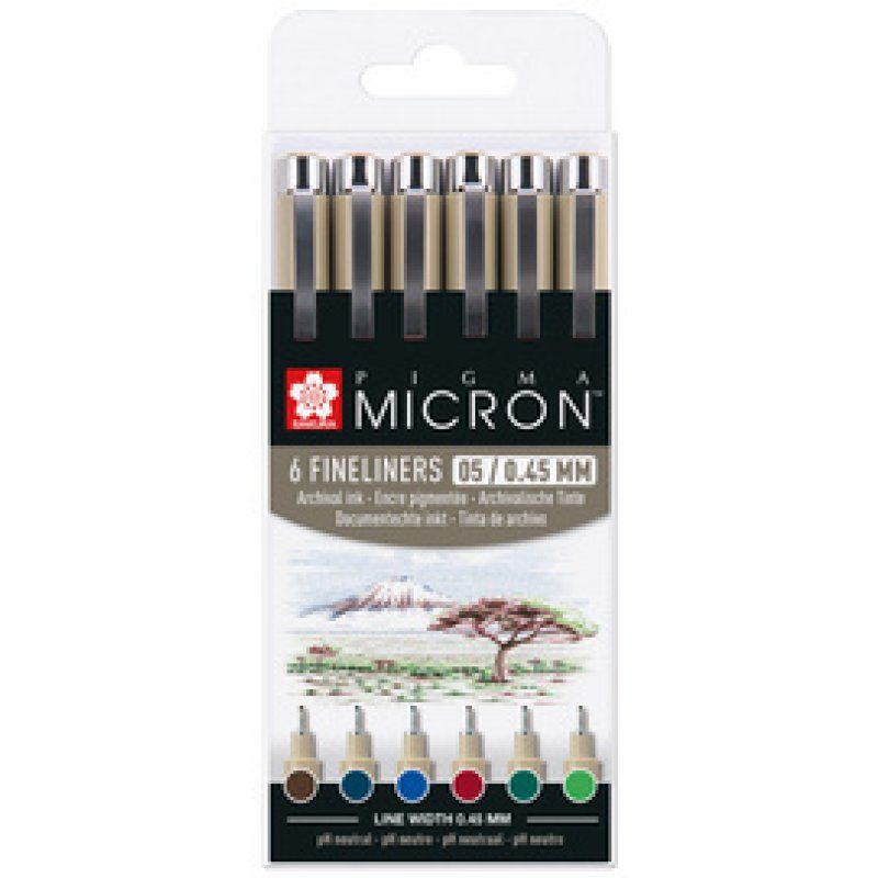 SAKURA Feutre fin PIGMA MICRON 05, couleur terre, étui de 6