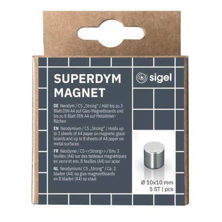 sigel Aimant néodyme cylindrique "Strong" C5, set de 50