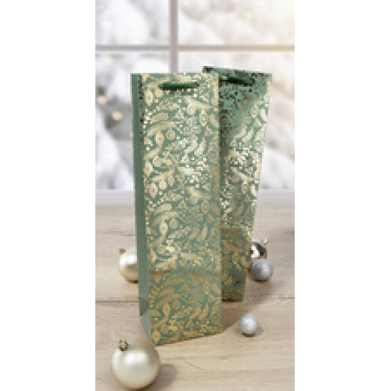 sigel Sac cadeau de Noël pour bouteille Golden Ornaments