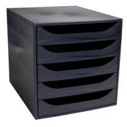 EXACOMPTA Module de classement ECOBOX, 5 tiroirs, noir/noir