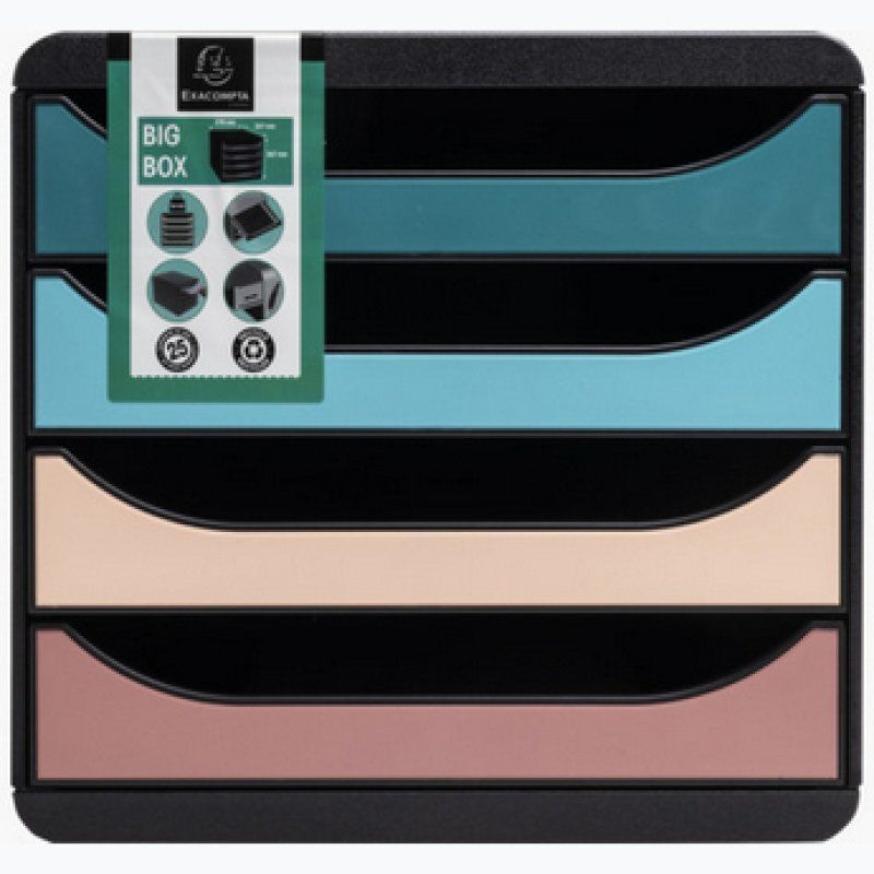 Exacompta Module de classement big box 4 tiroirs skandi - couleurs assorties - nouveauté