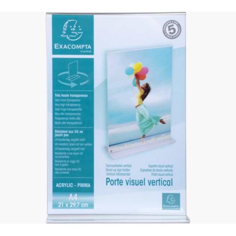 Exacompta 84158D support de panneau et stand d'information A4 polyméthacrylate de méthyle (PMMA) Transparent
