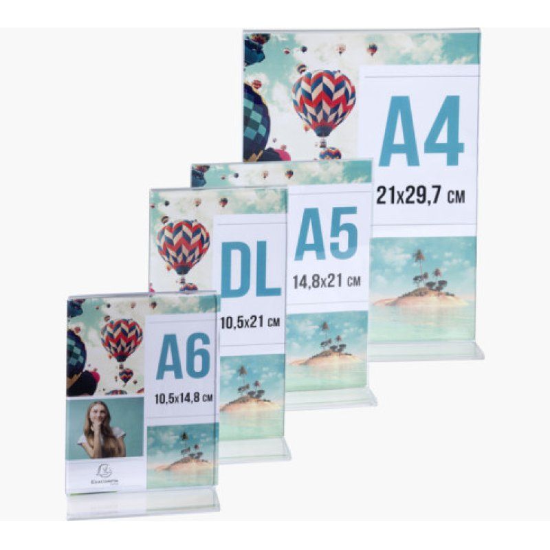 Exacompta 84158D sign holder/information stand A4 Polymethyl methacrylate (PMMA) Transparent