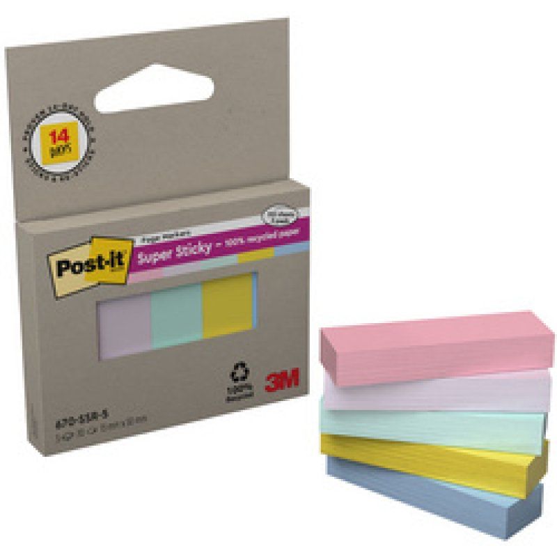 Post-it Marque-page Super Sticky Couleurs Pastel, 15 x 50mm
