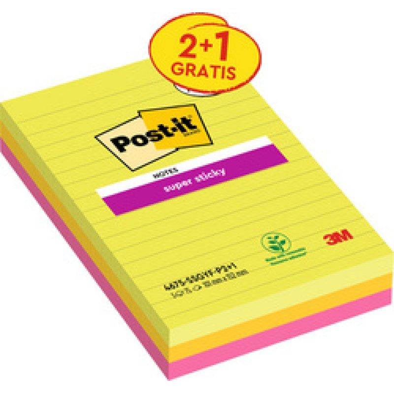 Post-it Bloc-notes super sticky notes, 101 x 152 mm, ligné
