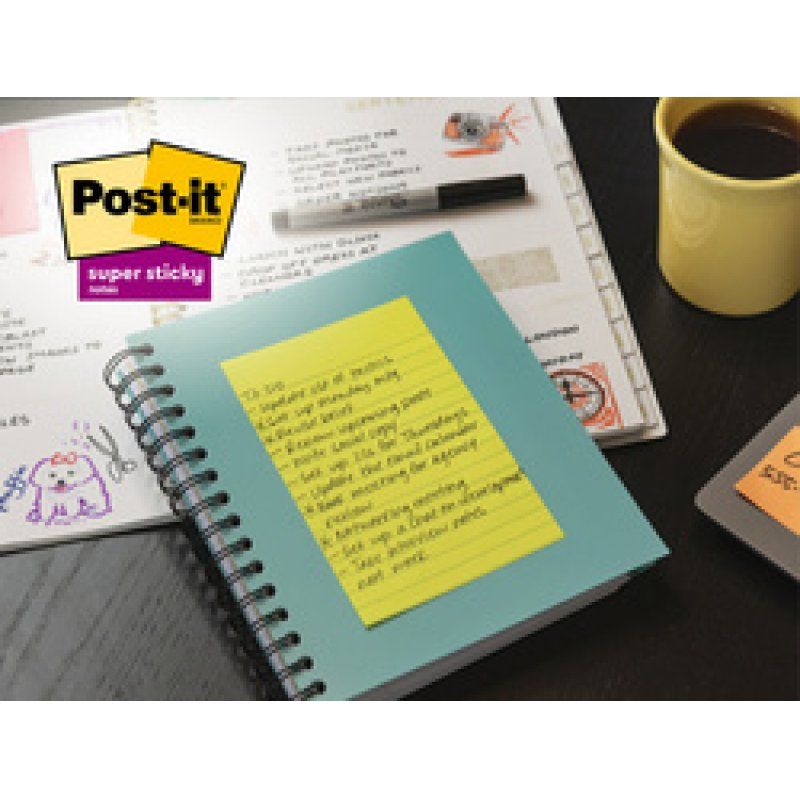 Post-it Bloc-notes super sticky notes, 101 x 152 mm, ligné