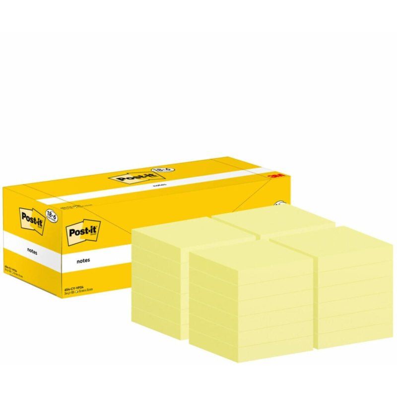 Post-it Bloc-notes adhésif, 76 x 76 mm, jaune, 18 6 gratuits