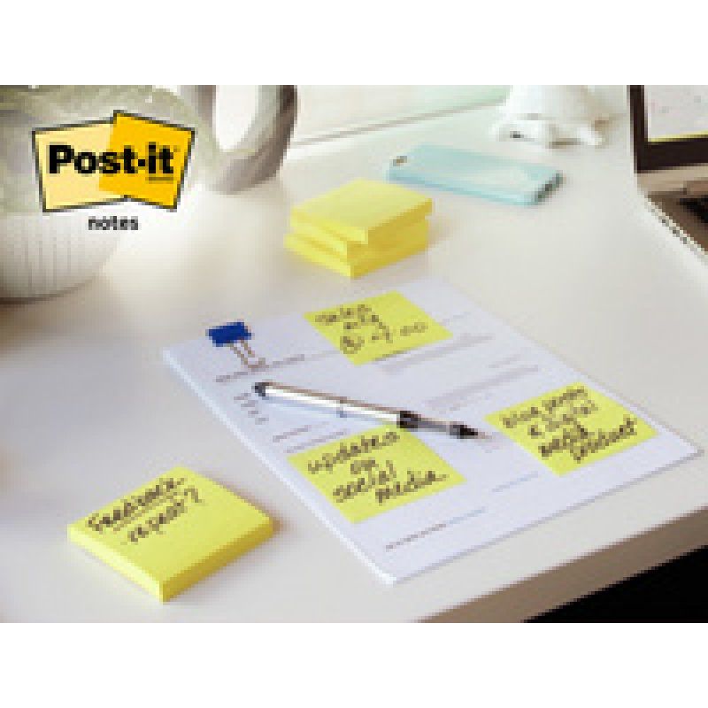 Post-it Bloc-notes adhésif, 127x76 mm, jaune, 16 4 gratuits