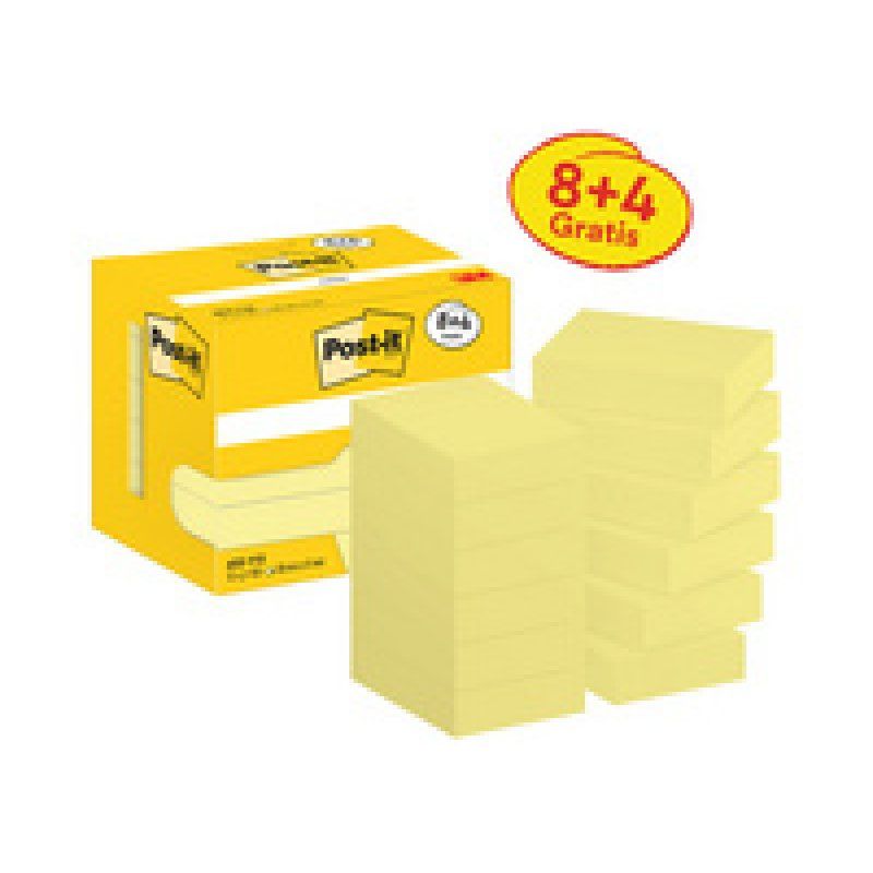 Post-it Bloc-notes adhésif, 127x76 mm, jaune, 16 4 gratuits