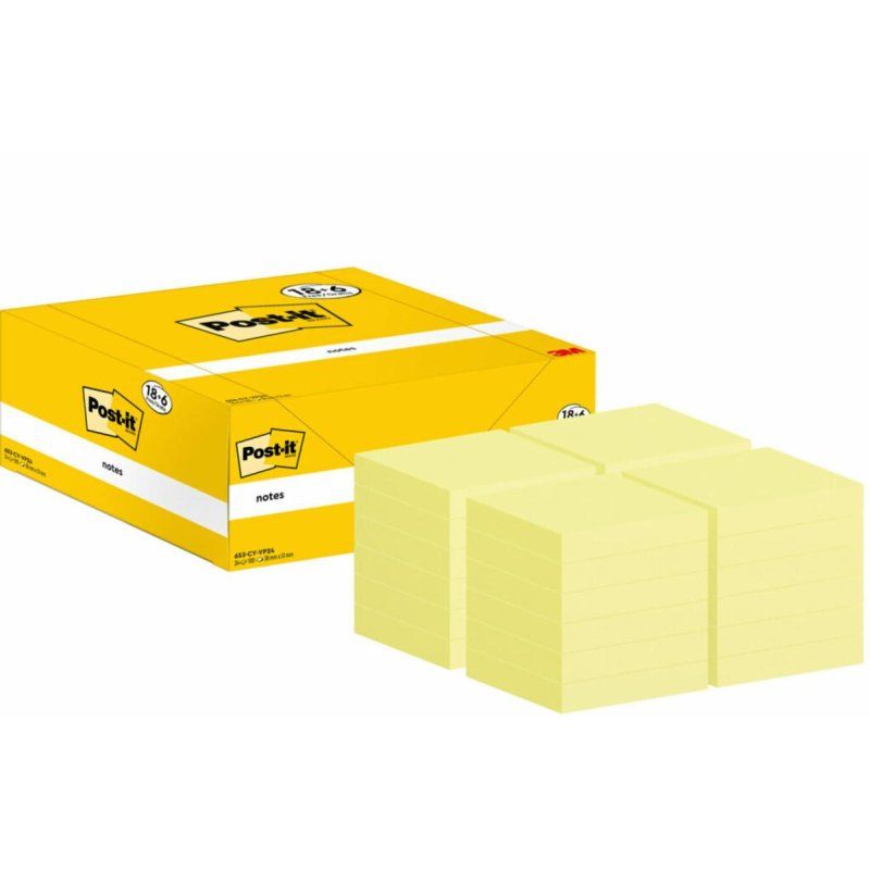 Post-It 653-CY-VP24 Rectangle Jaune 100 feuilles Auto-adhésif