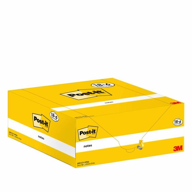 Post-It 653-CY-VP24 Rectangle Jaune 100 feuilles Auto-adhésif