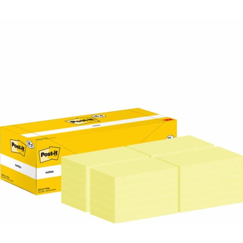 Post-it Bloc-notes adhésif, 127x76 mm, jaune, 18 6 gratuits