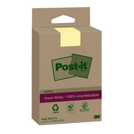 Post-It 4645-RSSCY4 Rectangle Jaune 45 feuilles Auto-adhésif
