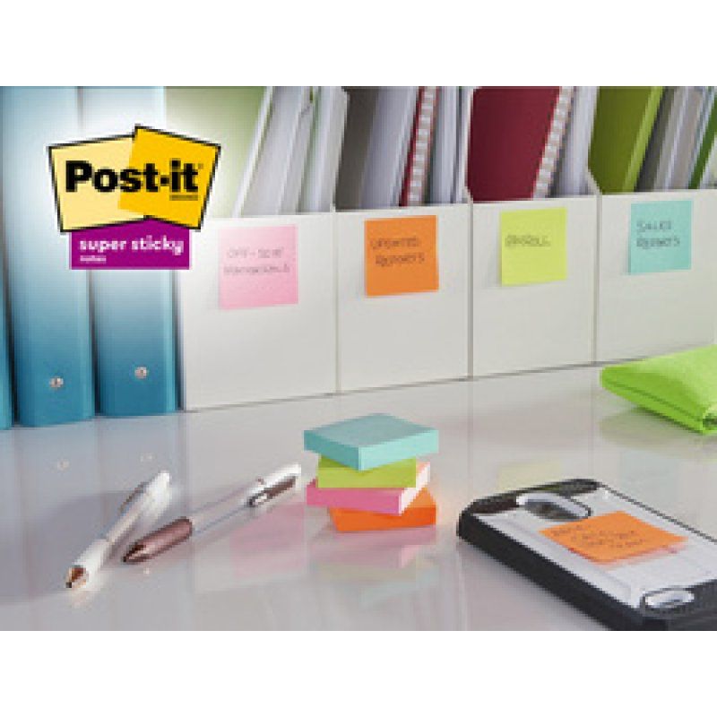Post-it Bloc-notes super sticky notes, 47,6 x 47,6 mm, 18 6