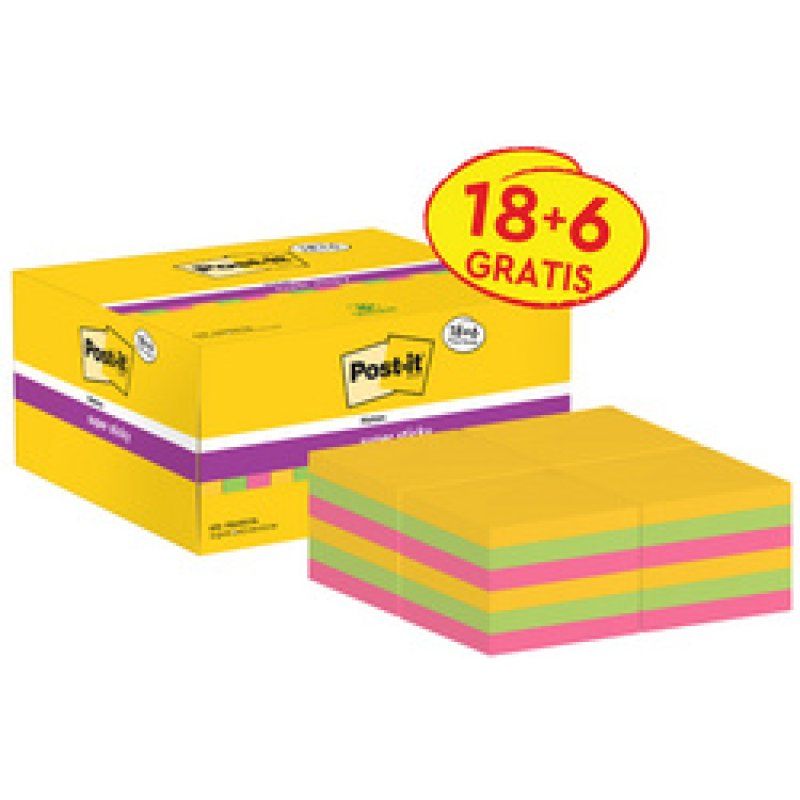 Post-it Bloc-notes super sticky notes, 47,6 x 47,6 mm, 18 6