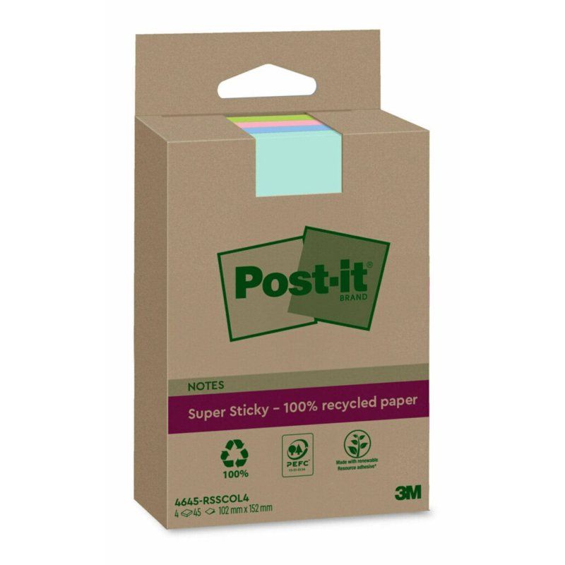 Post-It 4645-RSSCOL4 note paper Rectangle Blue, Green, Rose, Turquoise 45 sheets Self-adhesive