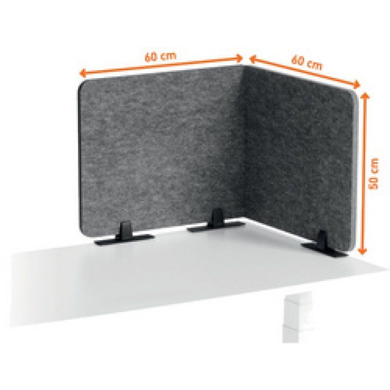 DURABLE Cloison de table EFFECT, 1.200 x 500 mm, feutre gris