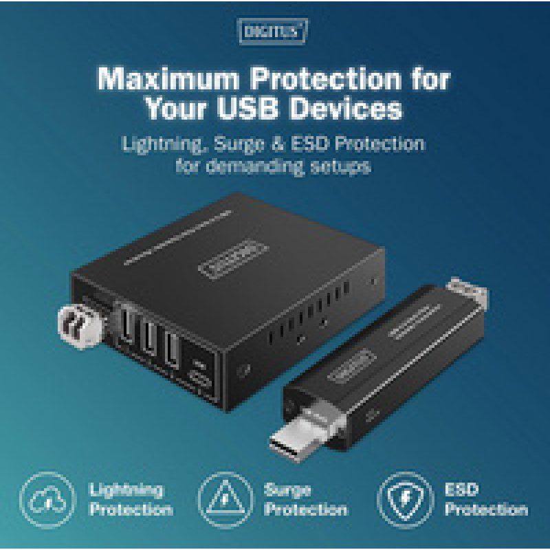 DIGITUS Extenseur USB 3.2 Gen1, 4 ports, fibre, 20 km