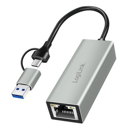 LogiLink USB-C - Gigabit Ethernet-Adapter, grau