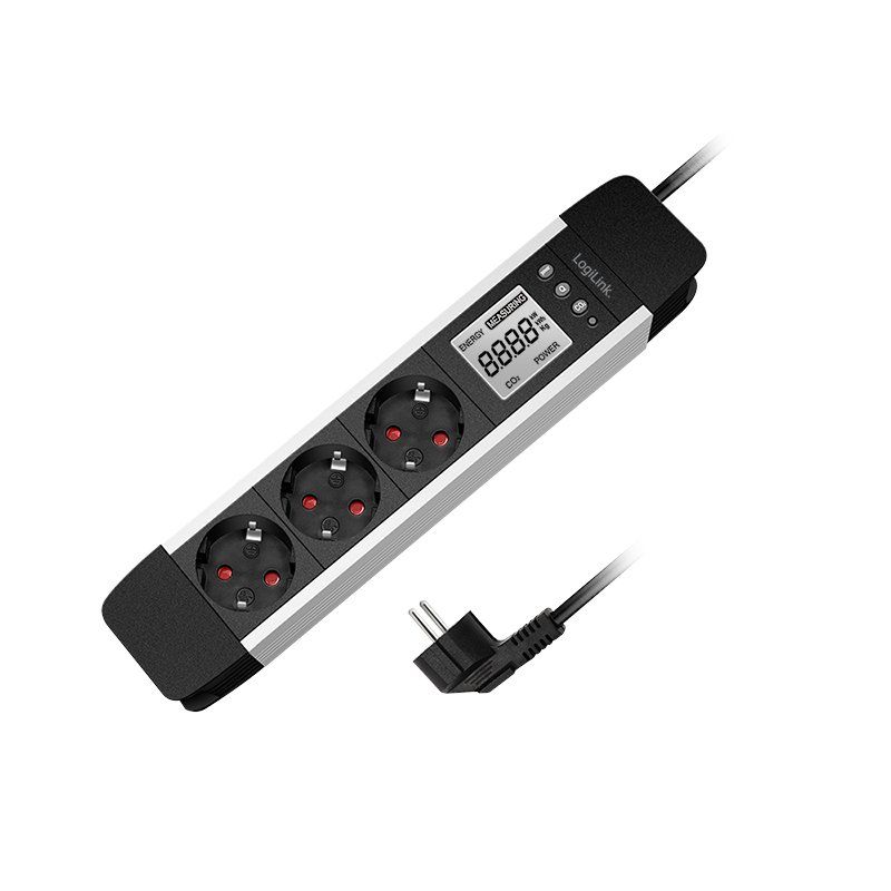 LogiLink Steckdosenleiste mit LCD-Display, 3-fach