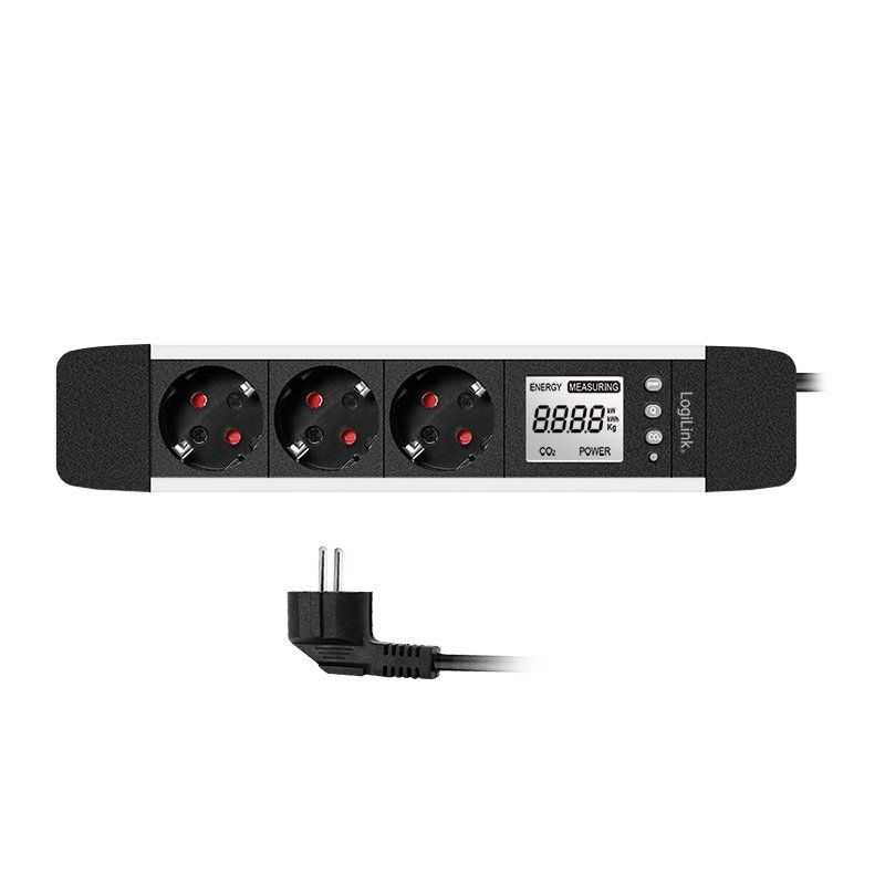 LogiLink Steckdosenleiste mit LCD-Display, 3-fach