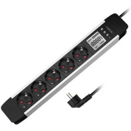 LogiLink Steckdosenleiste mit LCD-Display, 5-fach