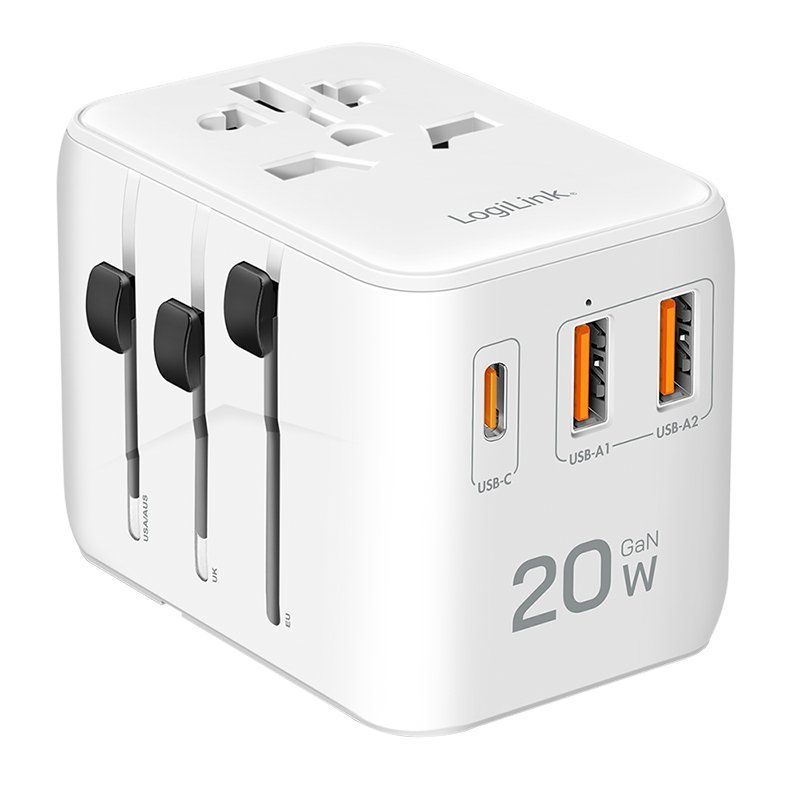 LogiLink Universal-Reiseadapter (EU/AUS/US/UK), 20 Watt