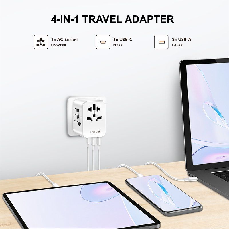 LogiLink PA0356 adaptateur de puissance & onduleur Intérieure 20 W Blanc