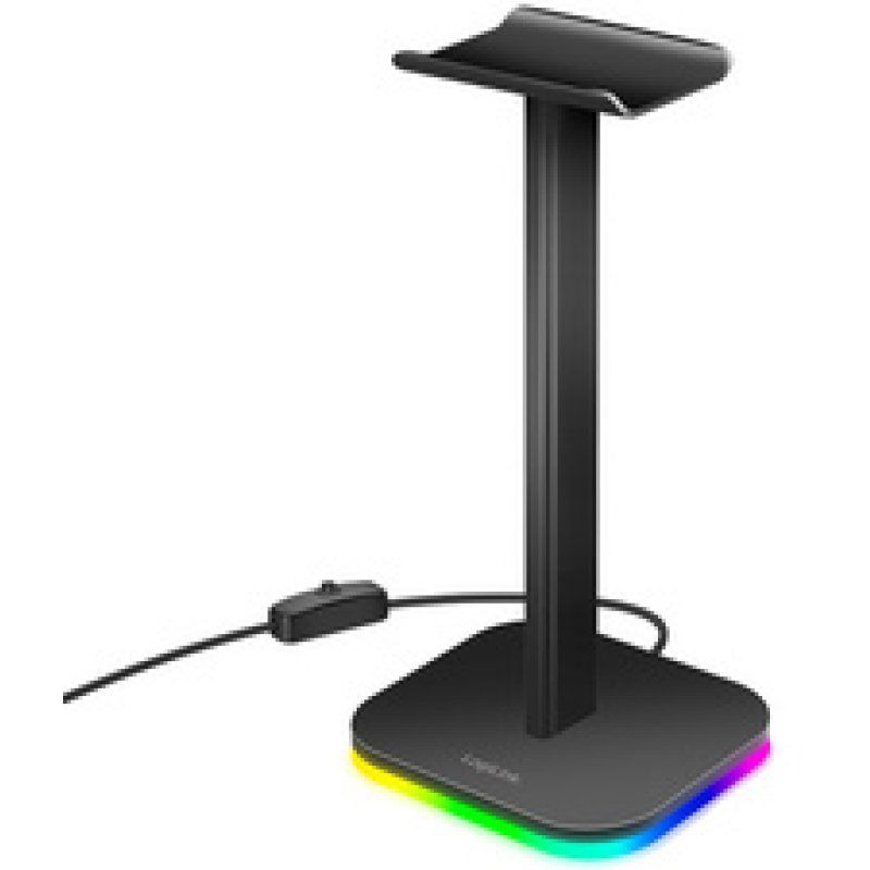 LogiLink, Support pour casque audio, avec lumière RVB, noir