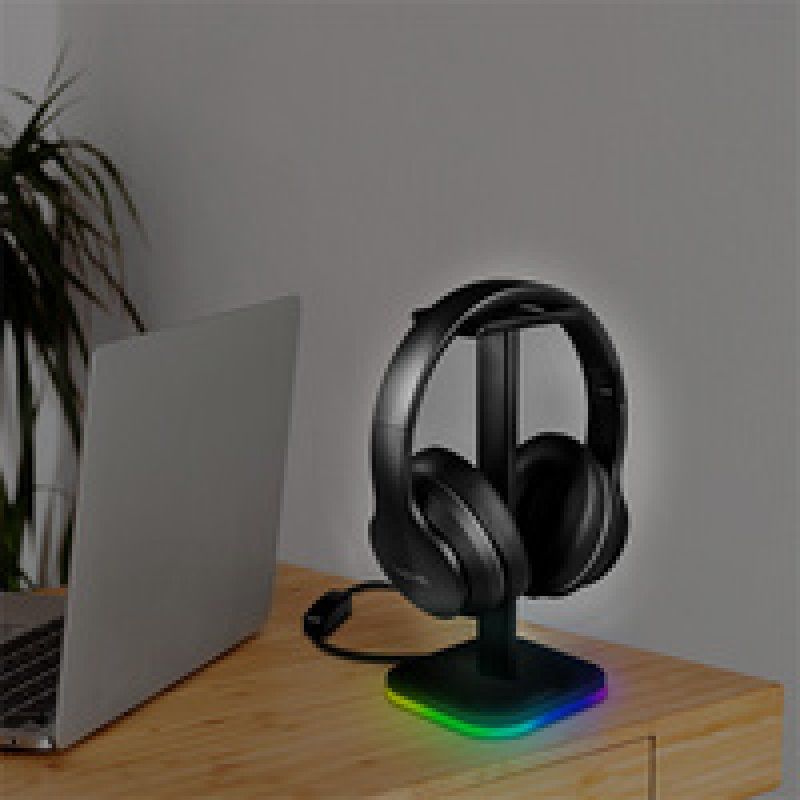 LogiLink, Support pour casque audio, avec lumière RVB, noir