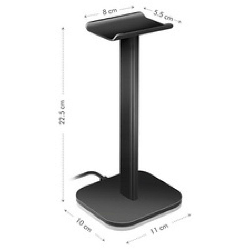 LogiLink, Support pour casque audio, avec lumière RVB, noir