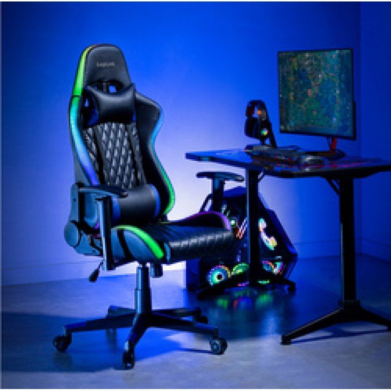 LogiLink Fauteuil pour jeux vidéo, avec lumière RVB, noir