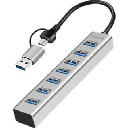 LogiLink Hub USB 3.0, 7 ports, 7x USB-A, argent