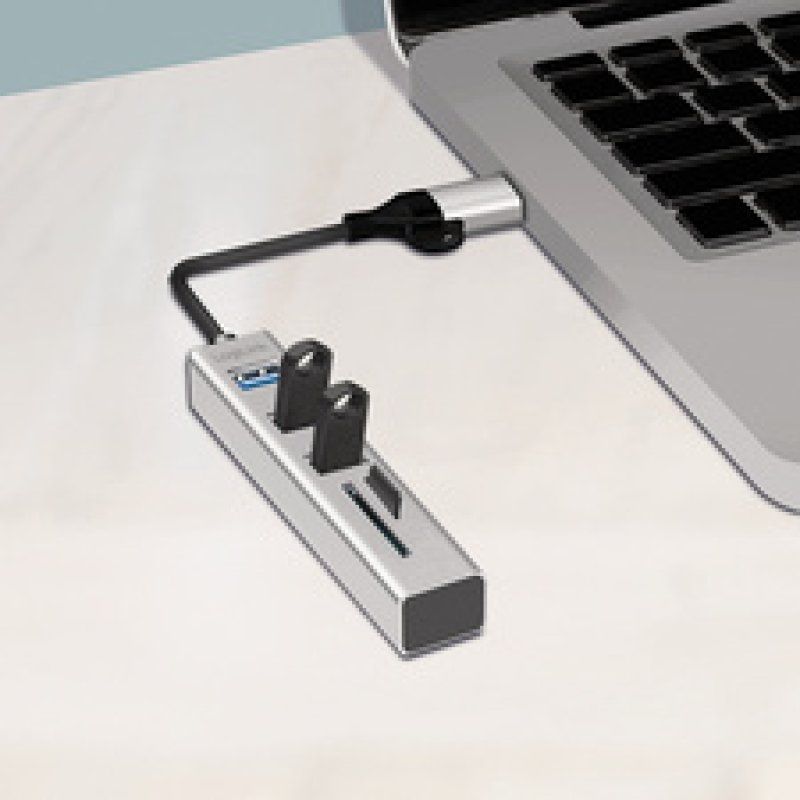 LogiLink Hub USB 3.0 avec lecteur de carte, 3 ports, argent