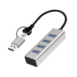 LogiLink UA0455 hub & concentrateur USB 3.2 Gen 1 (3.1 Gen 1) Type-A Type-C 5000 Mbit/s Aluminium