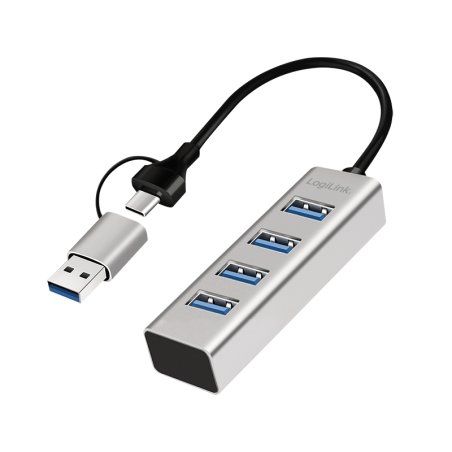 LogiLink UA0455 hub & concentrateur USB 3.2 Gen 1 (3.1 Gen 1) Type-A Type-C 5000 Mbit/s Aluminium